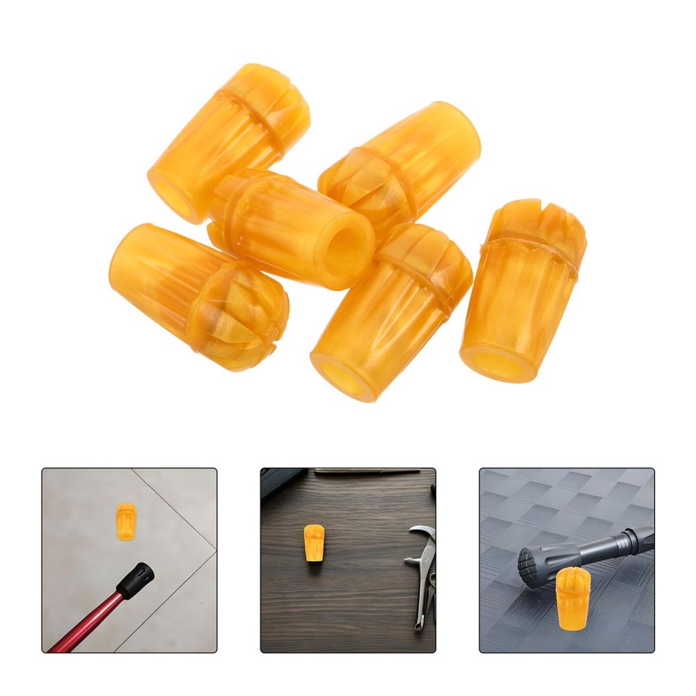 6Pcs Durable Rubber Crutch Pads Non Slip Cane Tips Gold Walking Stick Covers