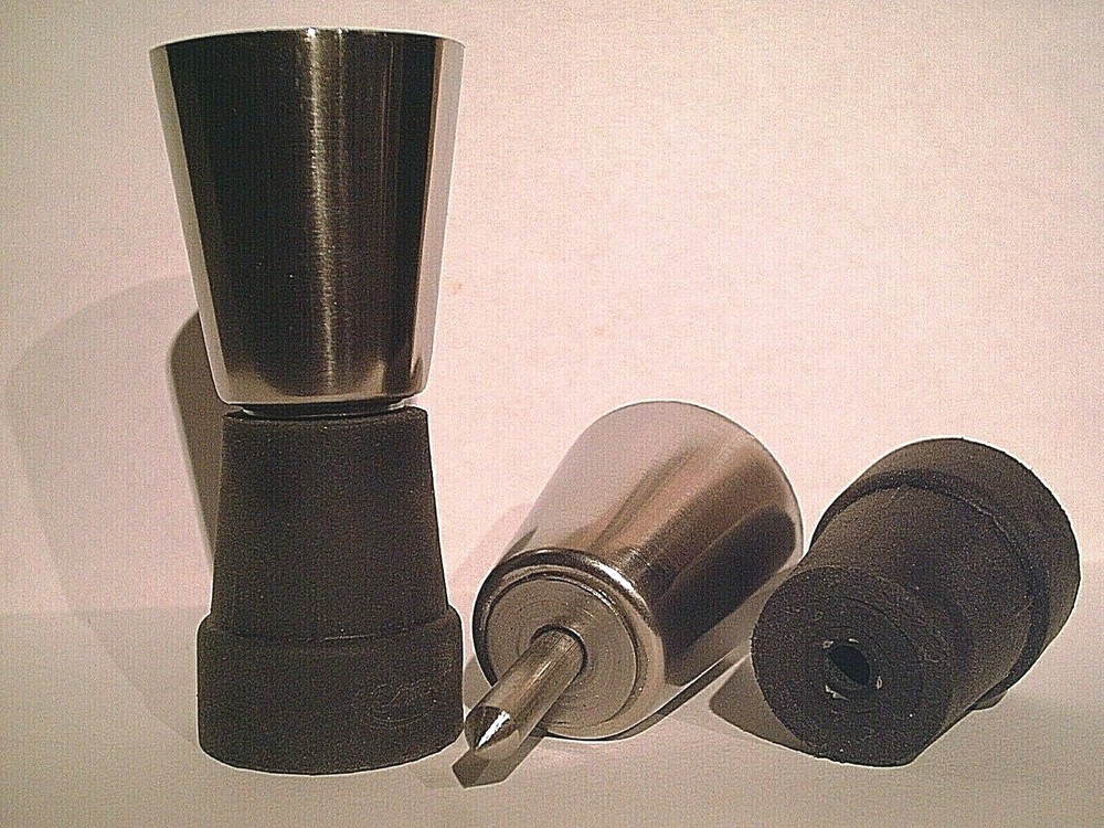 walking stick tip stainless steel for big sticks with a removable rubber bottom