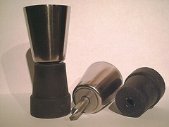 walking stick tip stainless steel for big sticks with a removable rubber bottom