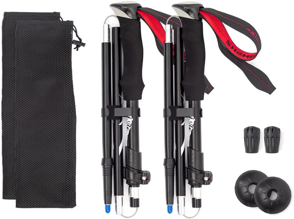 Lightweight Aluminum Collapsible Trekking Poles 2Ps for Hiking