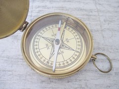 Vintage 3 Inch Compass Used Working with Red Velvet Pouch Unbranded
