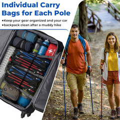 4 Pcs Trekking Poles Set, Collapsible Aluminum Hiking Poles, Adjustable Folding