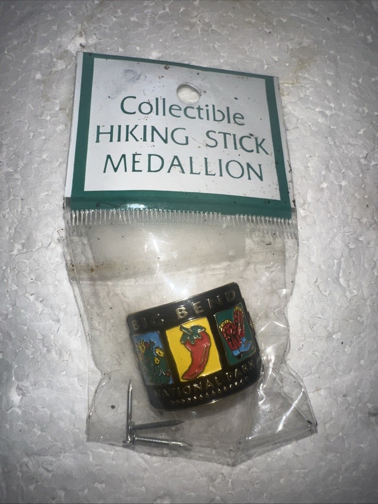 Vintage 1 2/8” x 7/8” Big Bend National Park Hiking Staff Stick Medallion NEW