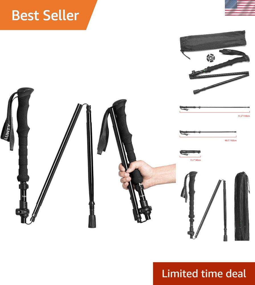 Lightweight Collapsible Hiking Pole – Adjustable 51″ Trekking Stick for Comfort