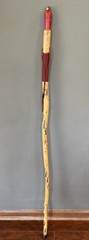 Hiking Stick with carved cardinal carved top- 50”-, paracord grip/wrist strap