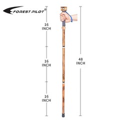 Forest Pilot 48in Detachable Hardwood Walking Stick Hiking Pole W Compass New