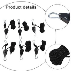 6pcs Pulley Regulators for Outdoor Use with Metal Pulleys and Reflective Rope