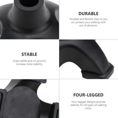 cane rubber stoppers Black Four-legged Walking Stick Rubber Tips Foot Pad for