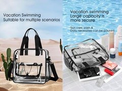 Clear Stadium Bag 11.8×11.8×5.1in – Transparent Tote, Lunch Black