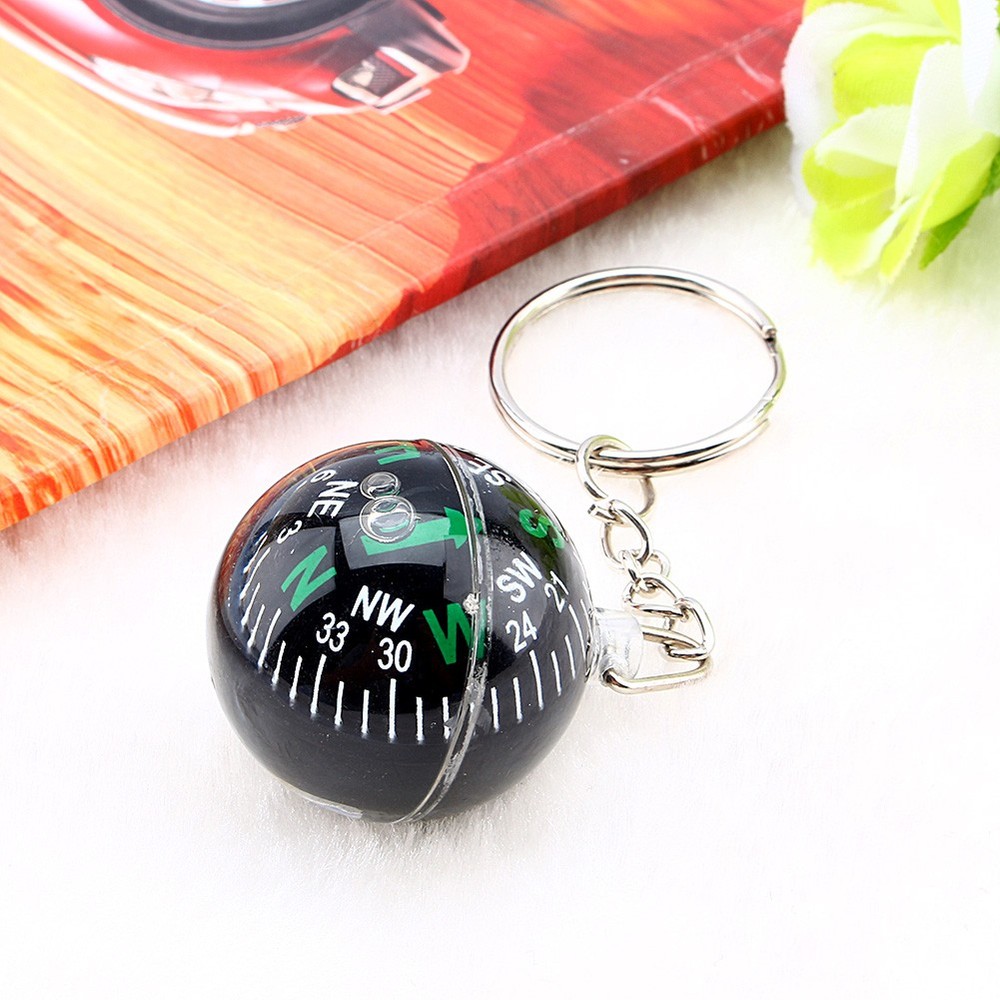 28mm Ball Keychain Liquid Filled Compass Camping Hiking Travel Outdoor JLIX
