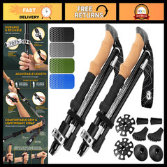 Adjustable Lightweight Foldable Hiking Trekking Poles – Aircraft Aluminum, Cork
