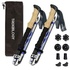 Trekology Trek-Z Collapsible Hiking & Trekking Poles UNISEX, Blue (115-130cm)