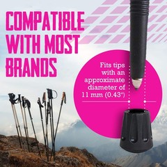 TrailBuddy Walking Stick Tips – Pack of 6 Replacement Rubber 0.43″, Black
