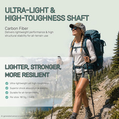 100% 3K Carbon Fiber Trekking Poles for Hiking Ultralight Collapsible Hiking Pol