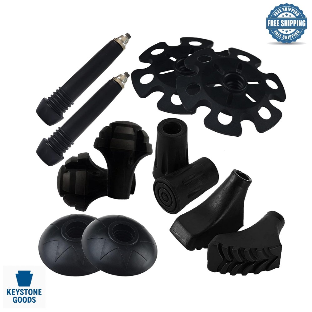 12-Piece Heavy-Duty Rubber Trekking Pole Tips & Accessories Set for Hiking & …