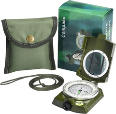 Military Lensatic Sighting Compass Survival with Carrying Bag, Compass for Hikin