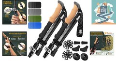 Lightweight Foldable Hiking Poles, Adjustable Aluminum, Black, 120cm