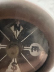 Vintage Marbles Gladstone Mich. Black Face Brass Pin Compass 🧭