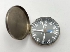 Vintage German Pocket Compass Lidded 1.75″ Black Dial Thalson Style Working