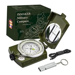 Compass, Compass Hiking with Survival Whistle, Luminous Compass Single Green