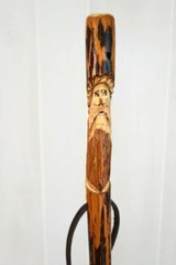 Walking Stick, Mountain Man Carving, Hardwood Hiking Staff, Strong, Made in USA