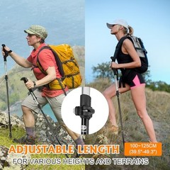 Travel Folding Trekking Hiking Pole with Carrying Case,Collapsible Cane Black