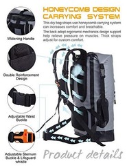 Waterproof Backpack for Men/30L/40L, Floating Dry Bag Kayak, Dry 20L Gray