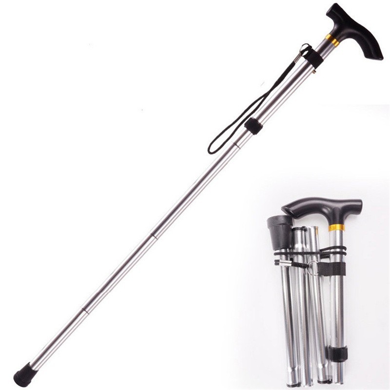 Adjustable Walking Stick Foldable Trekking Pole Hiking Cane for Elderly Outdoor