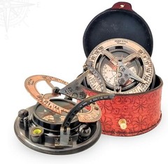Navigate Destiny with Grace: Exquisite Vintage Brass Compass with Leather Case