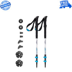 Cascade Mountain Tech Aluminum Trekking Poles EVA Grip Quick Lock Silver/Teal