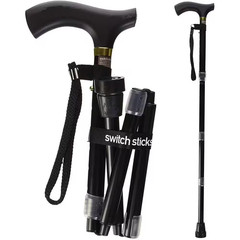 Luxury Folding Walking Stick, 32 in to 37 In, Cane with Water Resistant Bag, Wri