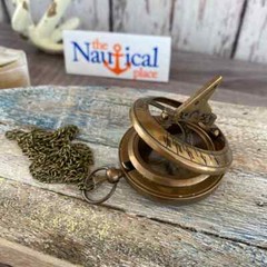 Brass Sundial Compass w/ Optional 27″ Necklace Chain – Gold, Silver, Antique