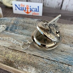 Brass Sundial Compass w/ Optional 27″ Necklace Chain – Gold, Silver, Antique