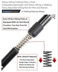 Aihoye Hiking Trekking Poles 2 Pack Collapsible Lightweight Anti Shock Hiking
