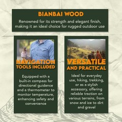 SE Natural Wood 55″ Bianbai Walking/Hiking Stick with Built-in 55″, Brown