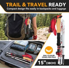 Collapsible Trekking Poles Hiking Lightweight Adjustable Aluminum Folding Hiking