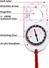 Portable Orienteering Compass Set x6 with Magnifier