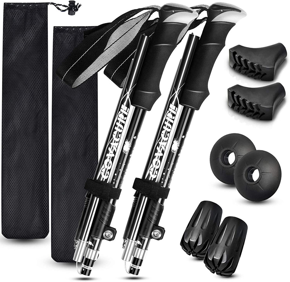 Hiking Poles Nordic Walking Poles Foldable Adjustable Telescopic Lightweight with Rubber