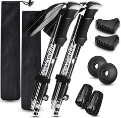 Hiking Poles Nordic Walking Poles Foldable Adjustable Telescopic Lightweight with Rubber