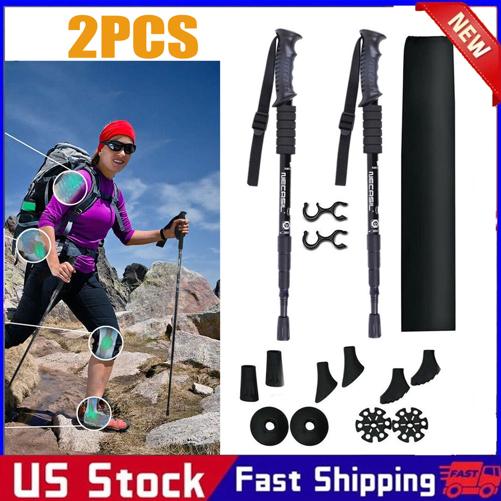 2x Trekking Poles Nordic Walking Hiking Sticks Anti-shock Adjustable Alpenstock