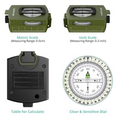 Compass, Hiking Compass Military Compass Multifunctional Waterproof Metal Sig…