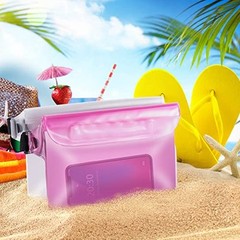 Waterproof Pouch IP68 Beach Accessories Fanny Pack with Waist Pink & Clear