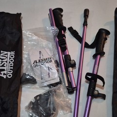 AISUN OUTDOOR Purple Adjustable Aluminum Trekking Poles Set, 2 Pack