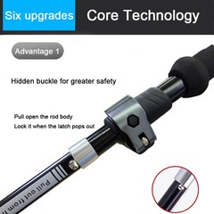 2 PCS 5-Section Foldable Trekking Poles Hiking Walking Stick Outdoor Camping