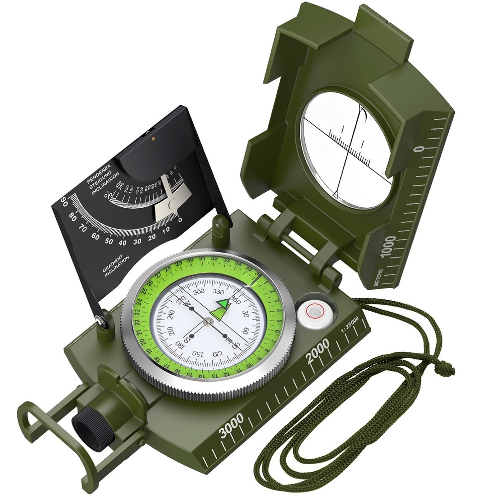 Proster IP65 Compass Hiking Survival – Lensatic Sighting Armygreen