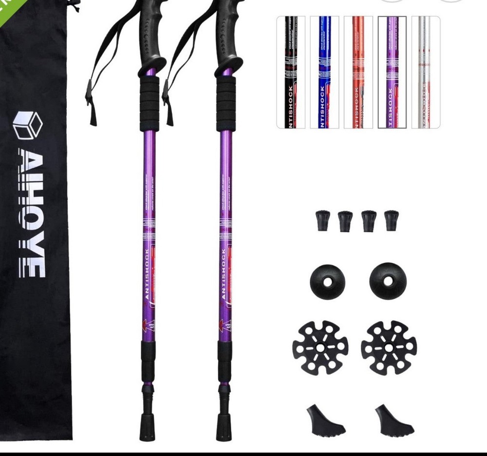 Hiking Trekking Poles, 2 Pack Collapsible,Lightweight, Anti Shock, Hiking or