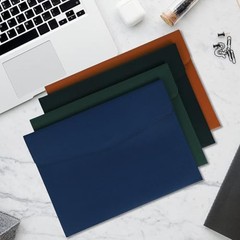 A4 Document Holder, PU Leather File Folder, File Organizer Filing Blue
