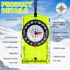 Acrylic Orienteering Compass for Hiking, Backpacking & Outdoor Navigation