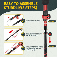 Collapsible Trekking Poles for Hiking – Carbon Fiber Folding Hiking Poles, Teles