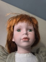 Porcelain Doll 15.5in NJSF Red Hair Character Face Costume Outfit